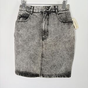 Vintage Denim Skirt Acid Wash Black Gray Pencil 100% Cotton Grunge Women 9 / 10